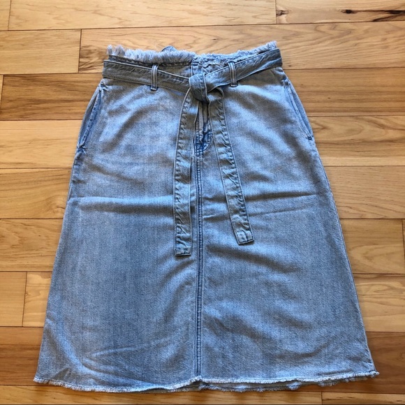 soft denim midi skirt